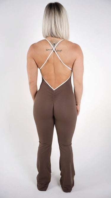 CELESTIA OPEN BACK FLARE JUMPSUIT