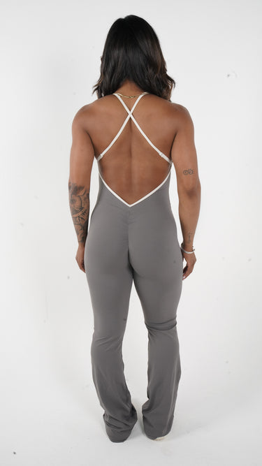 CELESTIA OPEN BACK FLARE JUMPSUIT