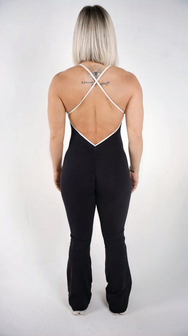 CELESTIA OPEN BACK FLARE JUMPSUIT